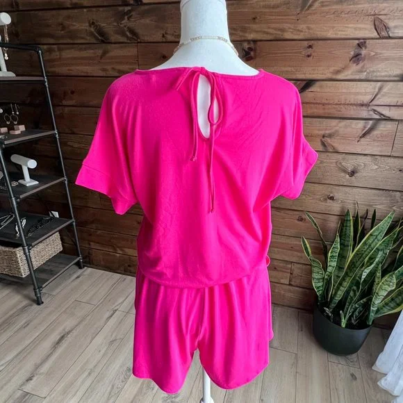 THE ABIGAIL HOT PINK ROMPER - Picture 4 of 4